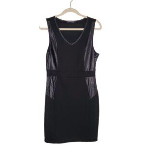 Soprano Faux Leather Detail Midi Dress L